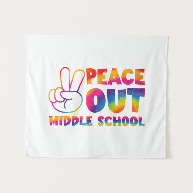 Tenture Cérémonie tie dye du dernier jour d'école au collè (Devant (Horizontal))
