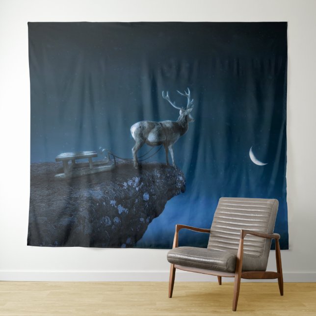 Tenture cerf au clair de lune (En situation (horizontale))
