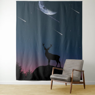 Tenture cerf au clair de lune