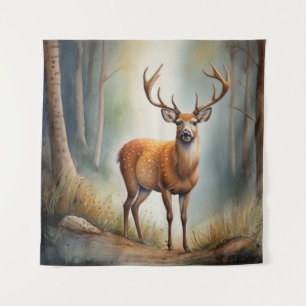 Tenture Cerf Solitaire Dans Des Bois Calmes Animal Sauvage
