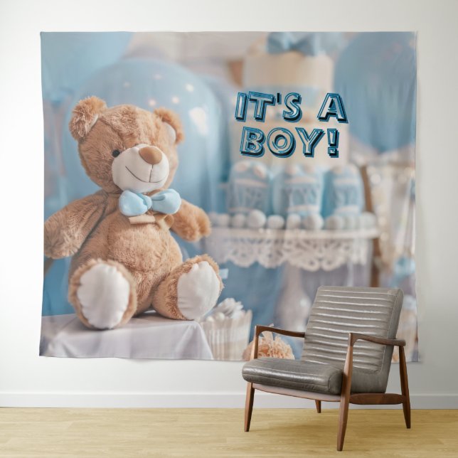 Tenture C'est un garçon Bébé Bleu Baby Shower Bannière de  (En situation (horizontale))
