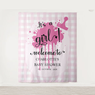 Tenture C'est une fille ! Fond de salle pour baby shower r