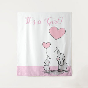 Tenture C'est une fille Maman bébé éléphant mignon avec de