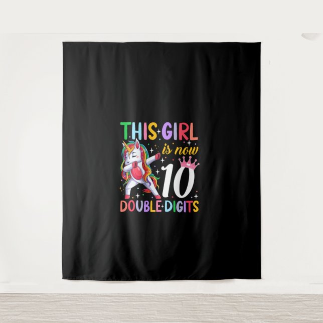 Tenture Cette Fille Maintenant 10 Double Chiffres Unicorne (Devant)
