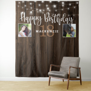 Tenture Chaîne rustique éclaire le bois chaque année Anniv