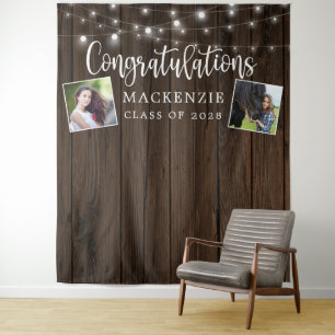Tenture Chaîne rustique Lumières Grange Bois Graduation Ph