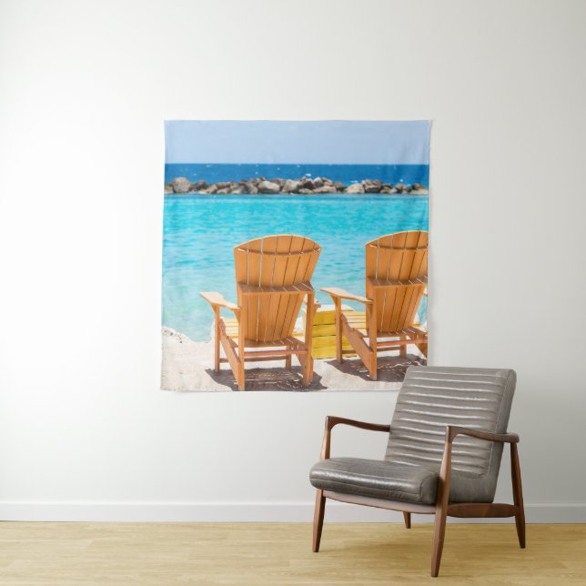 Tenture Chaise de plage des Caraïbes Oasis #1 #caribbean # (En situation)