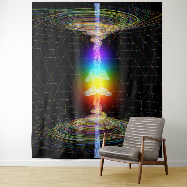 Tenture Chakras Energy Activation BlackTapestry (En situation)