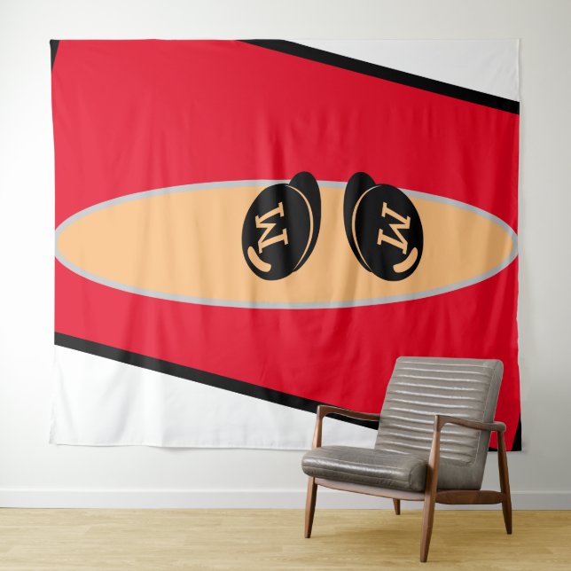 Tenture Chambre bébéCUTE_RED_WHITE_BLACK_ RMDESIGNFLO55 (En situation (horizontale))