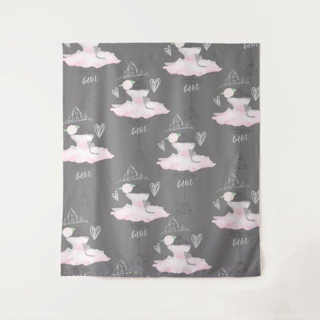 Tenture Chambre de Filles aux Ballerines de Couture Rose & (Devant)