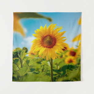 Tenture Champ attractif avec des tournesols jaunes brillan