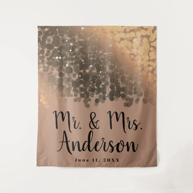 Tenture Champagne beige doré lumières scintillantes (Devant)