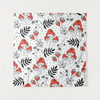 Tenture Champignons champignon : Nature Line Art