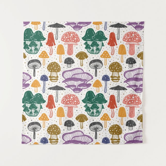 Tenture Champignons forestiers. Motif, texture, sac (Devant)