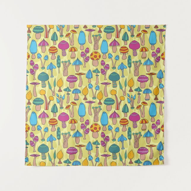 Tenture Champignons magiques Doodle Motif sans couture (Devant)