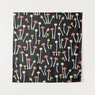 Tenture Champignons vintages d'automne design motif.