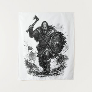 Tenture Charge de guerrier Viking - Bataille d'encre