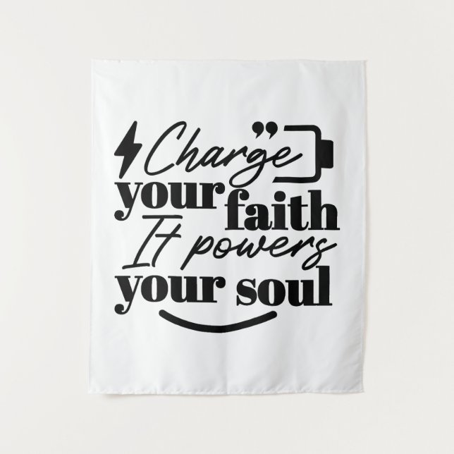 Tenture Charge Your Faith – Christian Inspirational Quote  (Devant)
