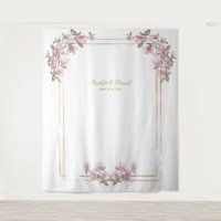 Charmant stand de mariage avec magnolia en fleurs