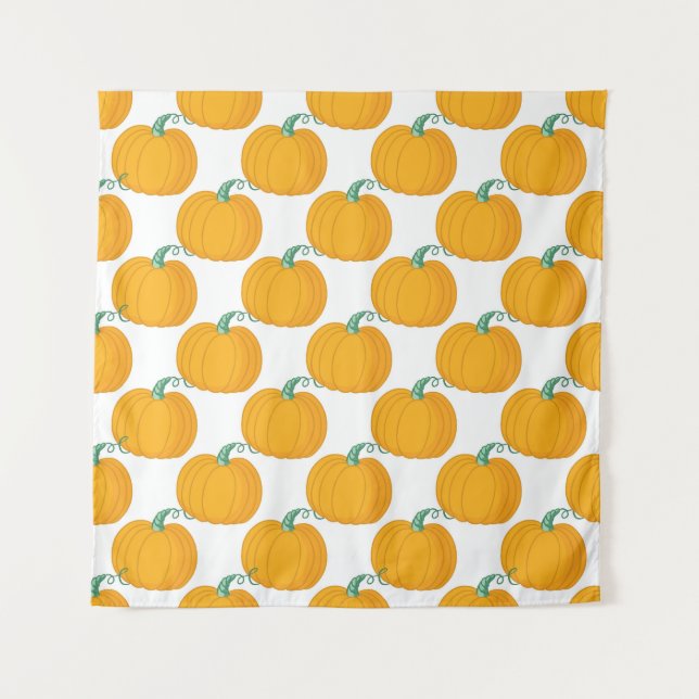 Tenture Charme citrouille : Motif Vintage à main. (Devant)