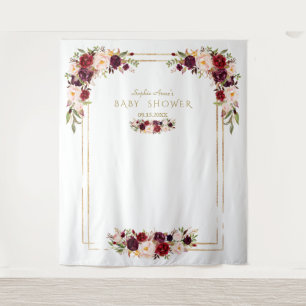 Tenture Charme Stand de Photographie Baby Shower Fleurs Ro