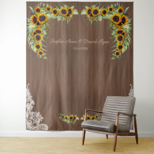 Tenture Charme Sunflowers Mariage Bois dentelle Photo Boot