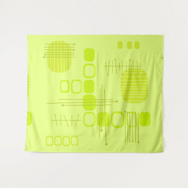 Tenture Chartreuse Abstraite en tissu d'écorce atomique (Devant (Horizontal))