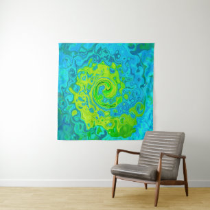 Tenture Chartreuse Groovy et Tourbillon de Liquide Aquamar