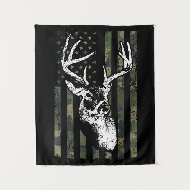 Tenture Chasse au cerf buck à queue blanche USA Camouflage (Devant)