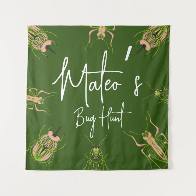 Tenture Chasse aux insectes Anniversaire dessinés à la mai (Devant)