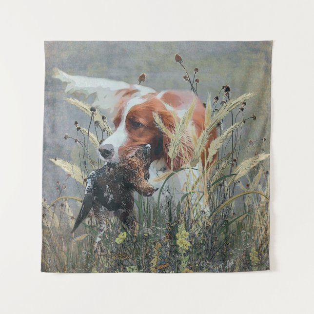 Tenture Chasse avec Epagneul Breton (Devant)