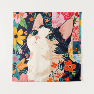 Tenture Chat à écailles florales
