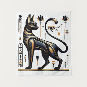 Tenture Chat Bastet égyptien - Art doré mystique