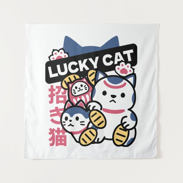 Tenture Chat Chanceux Maneki Neko – Chat de Fortune Japona (Devant)