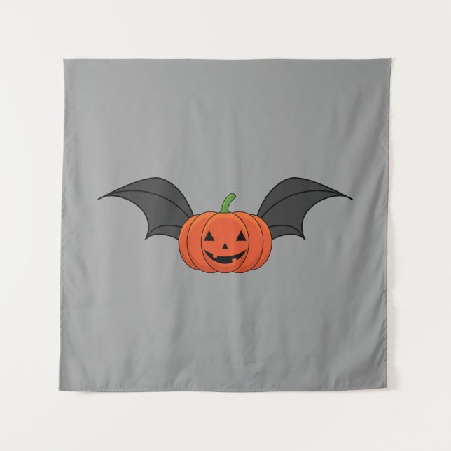 Tenture Chat Citrouille d'Halloween (Devant)