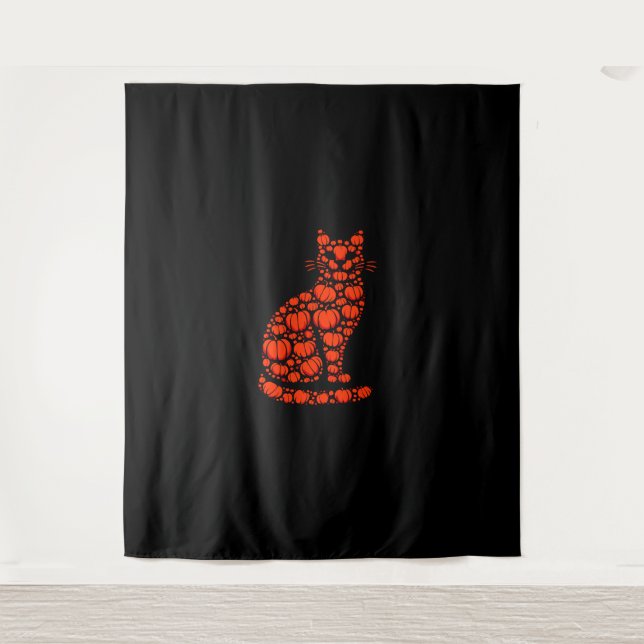 Tenture Chat Citrouille Jack-o'-lantern Halloween Hommes F (Devant)