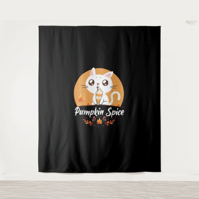 Tenture Chat Citrouille Spice Shirt mignonne C'est Automne (Devant)