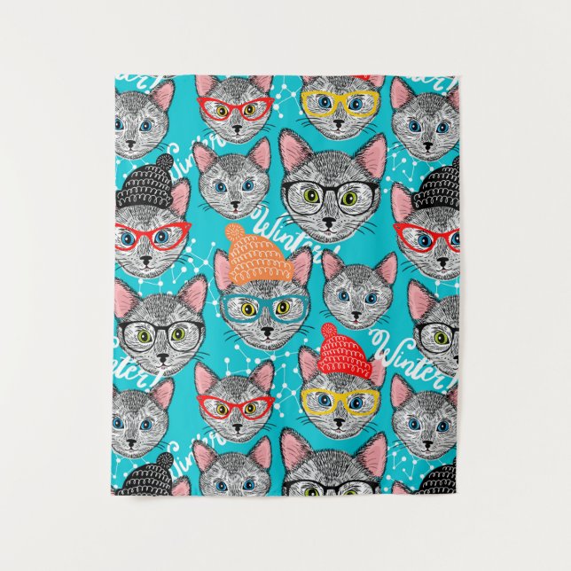 Tenture Chat dans le casquette (Devant)