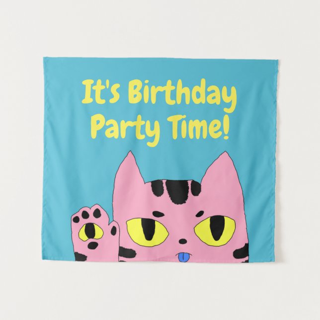 Tenture Chat de poche Alien Heure d'anniversaire (Devant (Horizontal))