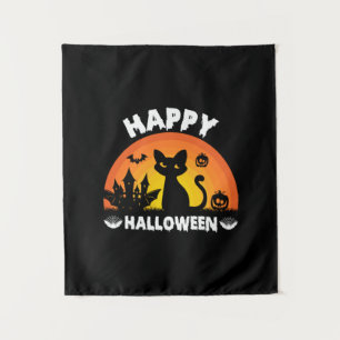 Tenture Chat d'Halloween Joyeux Anniversaire Halloween