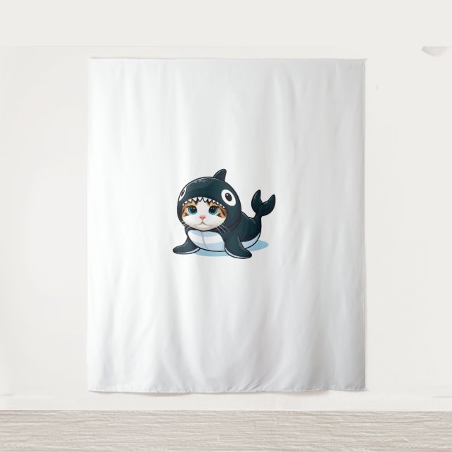 Tenture Chat en costume Orca (Devant)