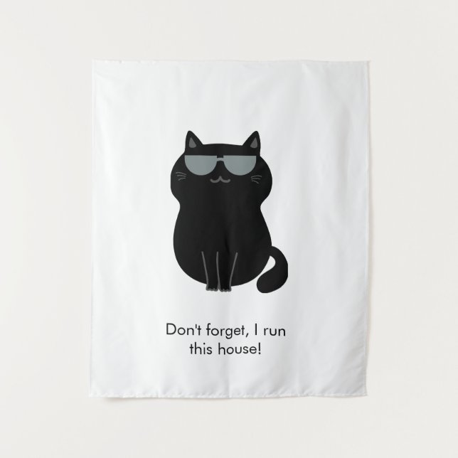 Tenture Chat mignon - Je dirige cette maison maintenant !  (Devant)