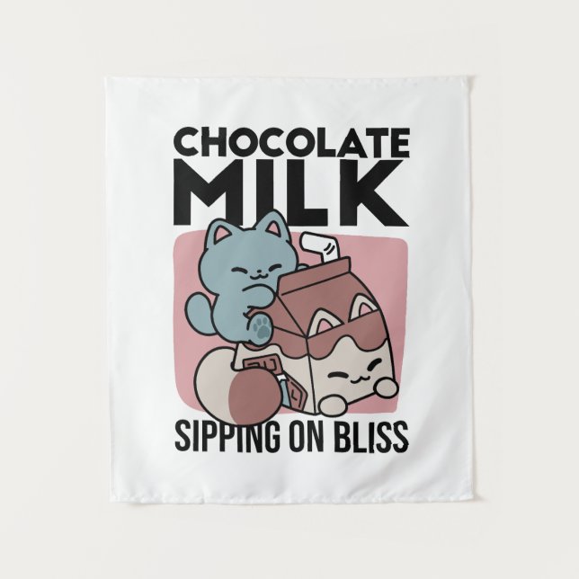 Tenture Chat Mignon Lait Chocolat – Boisson Confortable et (Devant)
