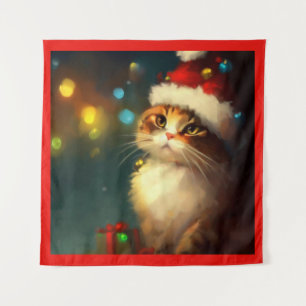 Tenture Chat Noël 3