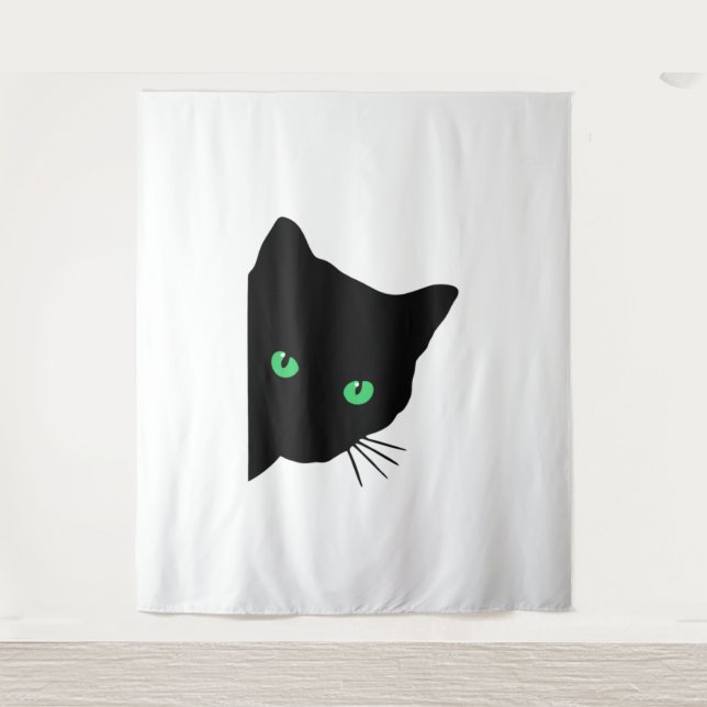 Tenture chat noir aux yeux verts (Devant)