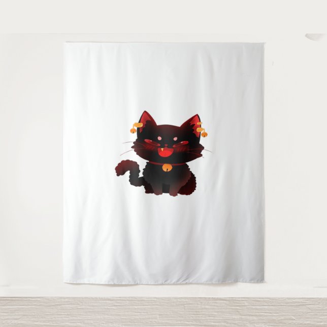Tenture Chat noir Éffrayant avec cloches Classic T-Shirt (Devant)