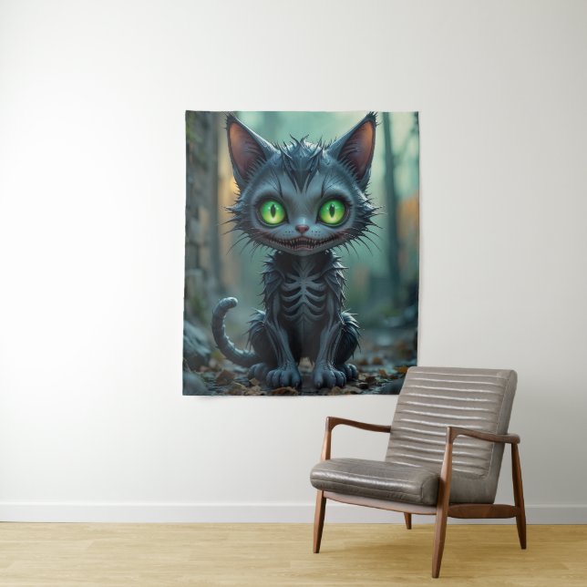 Tenture Chat noir gothique Halloween Vibes de forêt enchan (En situation)