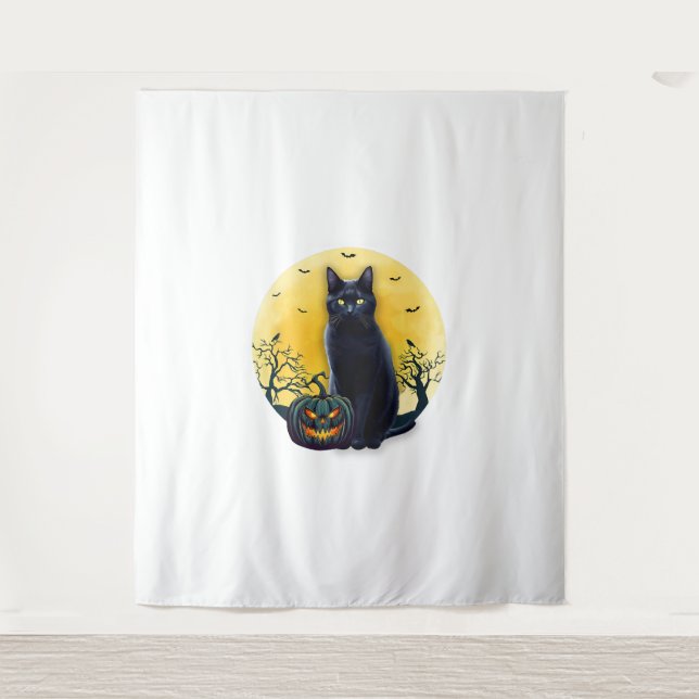 Tenture Chat Noir Halloween Costume Citrouille Pour Femmes (Devant)