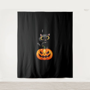 Tenture Chat noir Halloween Design - Art Citrouille Éffray