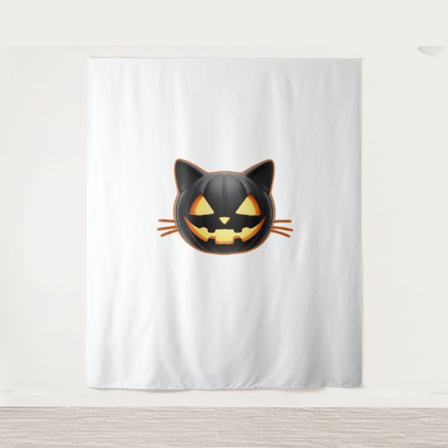 Tenture Chat noir Jack o'Lantern Emoji T-shirt classique (Devant)